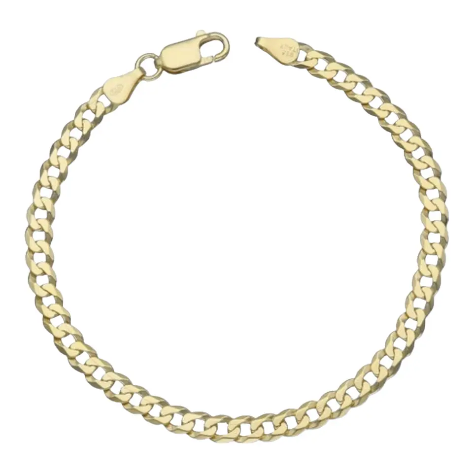 Pulsera grumet hombre de plata 925 bañada en oro de 18 k 2