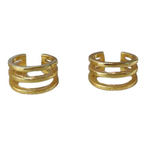 Aro ear cuff triple de plata 925 bañado en oro de 18 k