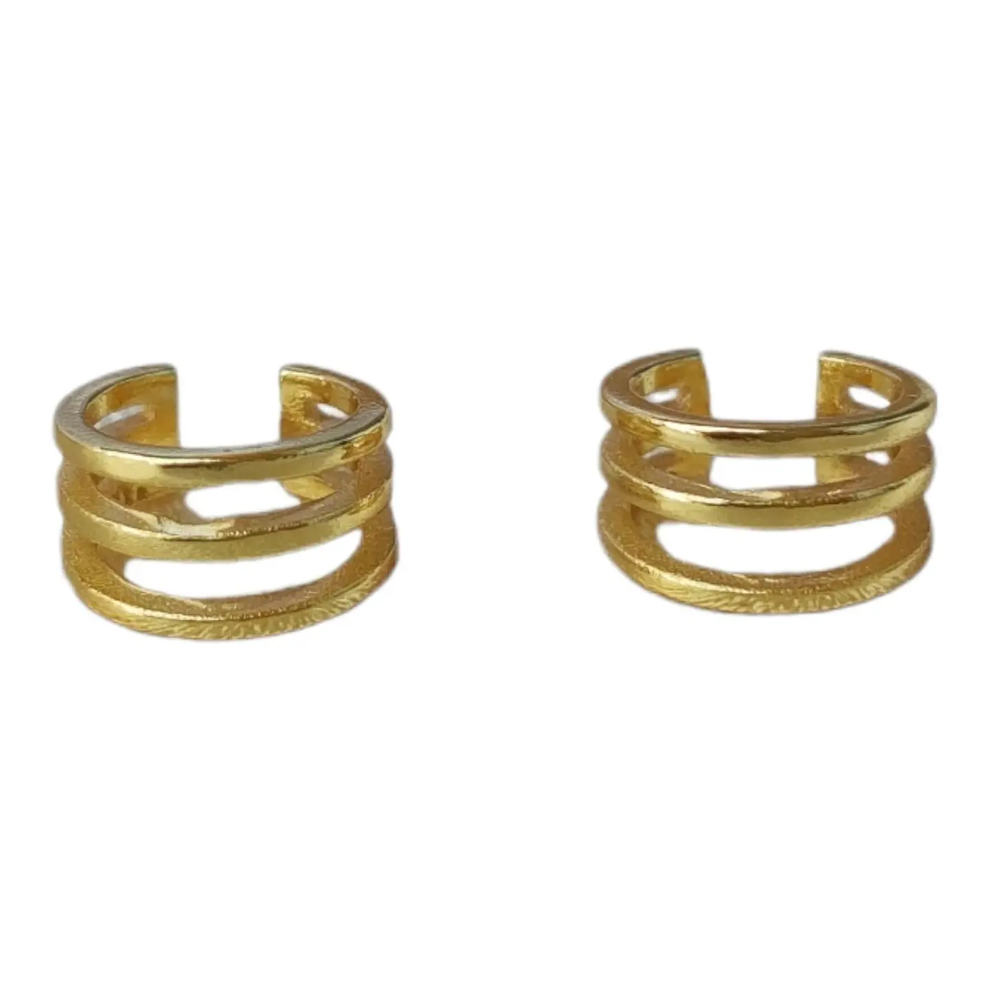Aro ear cuff triple de plata 925 bañado en oro de 18 k 1