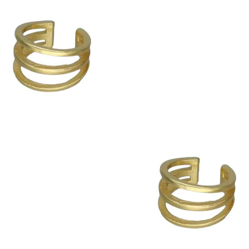 Aro ear cuff triple de plata 925 bañado en oro de 18 k 2