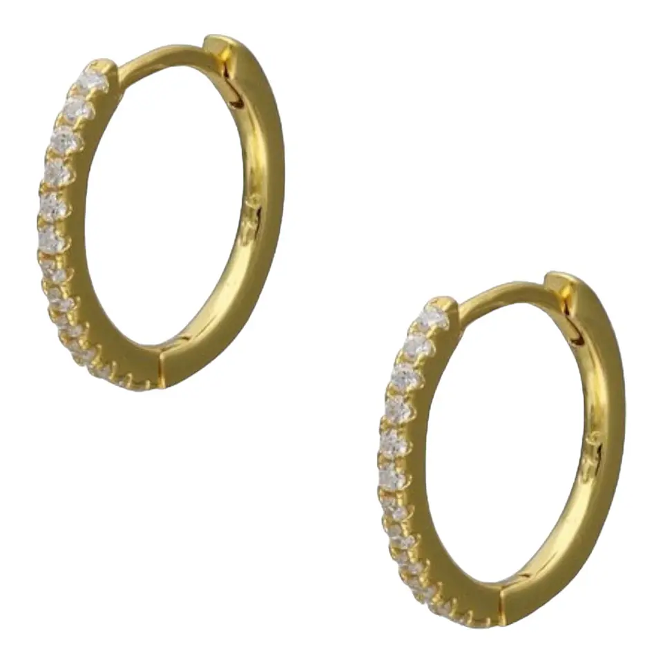 Aro argollas huggie circones 12 mm de plata 925 bañado en oro de 18 k 1