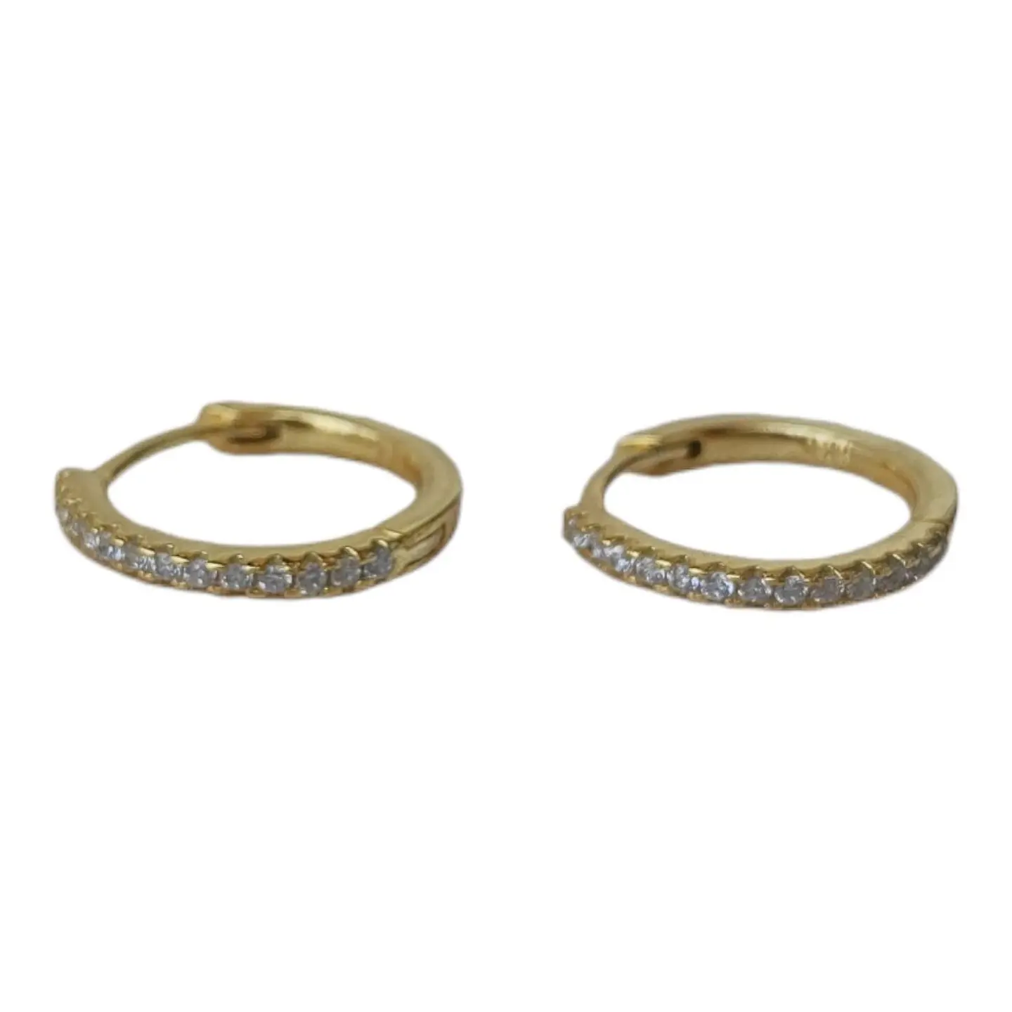 Aro argollas huggie circones 12 mm de plata 925 bañado en oro de 18 k 2