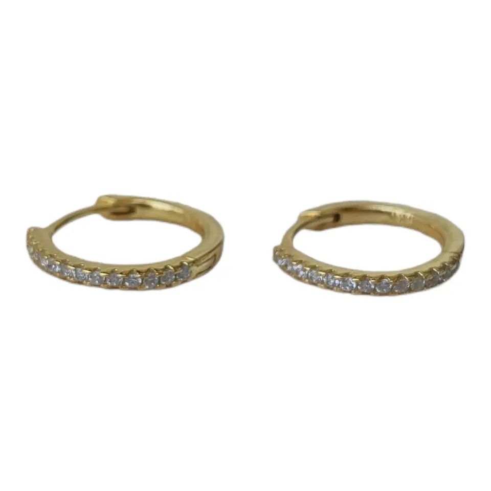 Aro argollas huggie circones 12 mm de plata 925 bañado en oro de 18 k 2