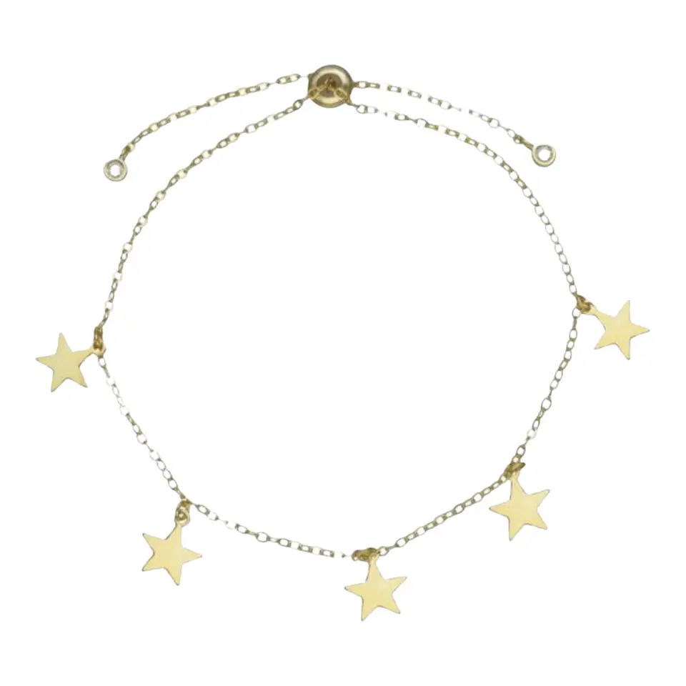 Pulsera ajustable estrellas circones de plata 925 bañada en oro 18 k 1