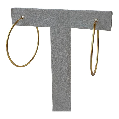 Aros argolla lisa 35 mm de plata 925 bañados en oro de 18 k
