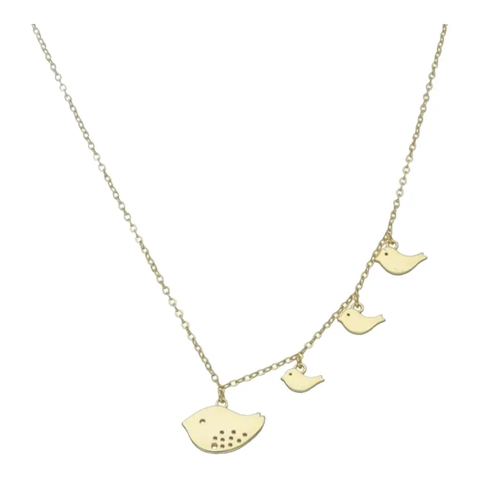 Collar familia mama 3 hijos de plata 925 bañado en oro de 18 k 2