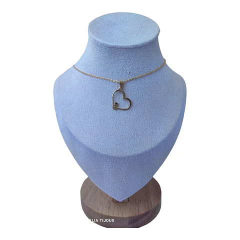 Collar corazón niña de plata 925 bañado en oro 18 k