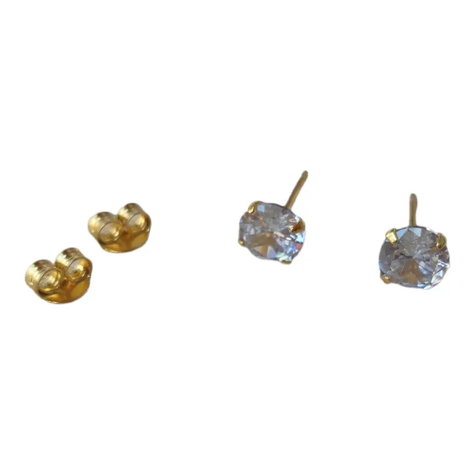 Aro circón 6 mm de plata 925 bañado en oro de 18 k 3
