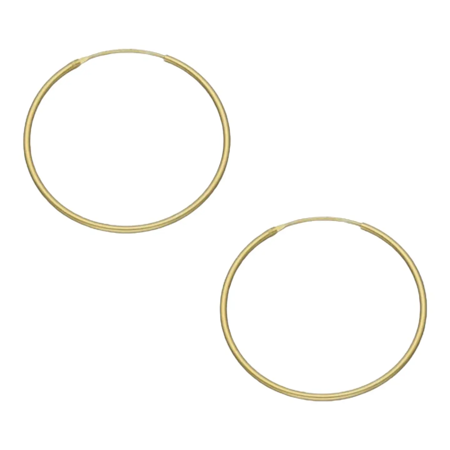 Aros argolla lisa 50 mm de plata 925 bañadas en oro de 18 k 1