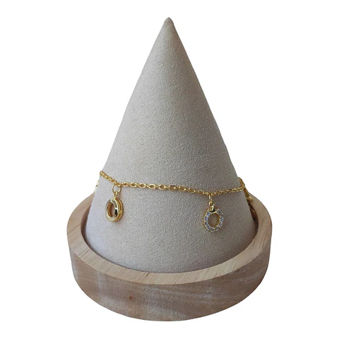 Tobillera karma circones corona de plata 925 bañada en oro de 18 k