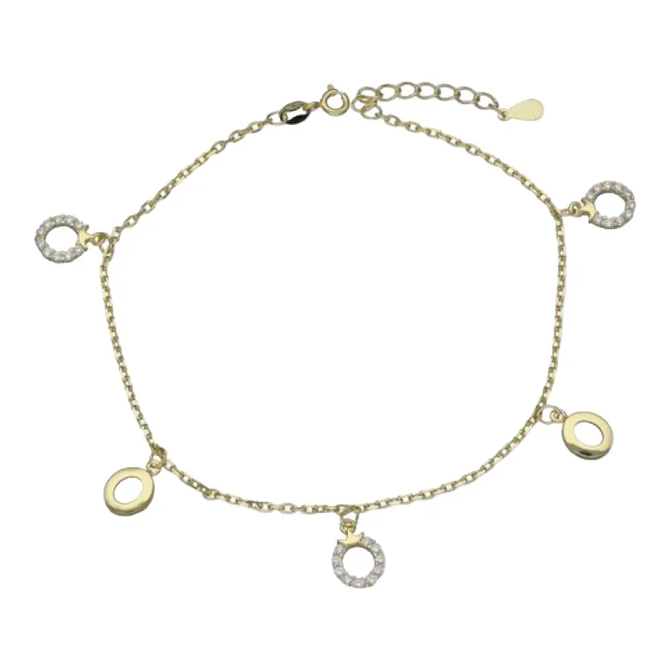 Tobillera karma circones corona de plata 925 bañada en oro de 18 k 2