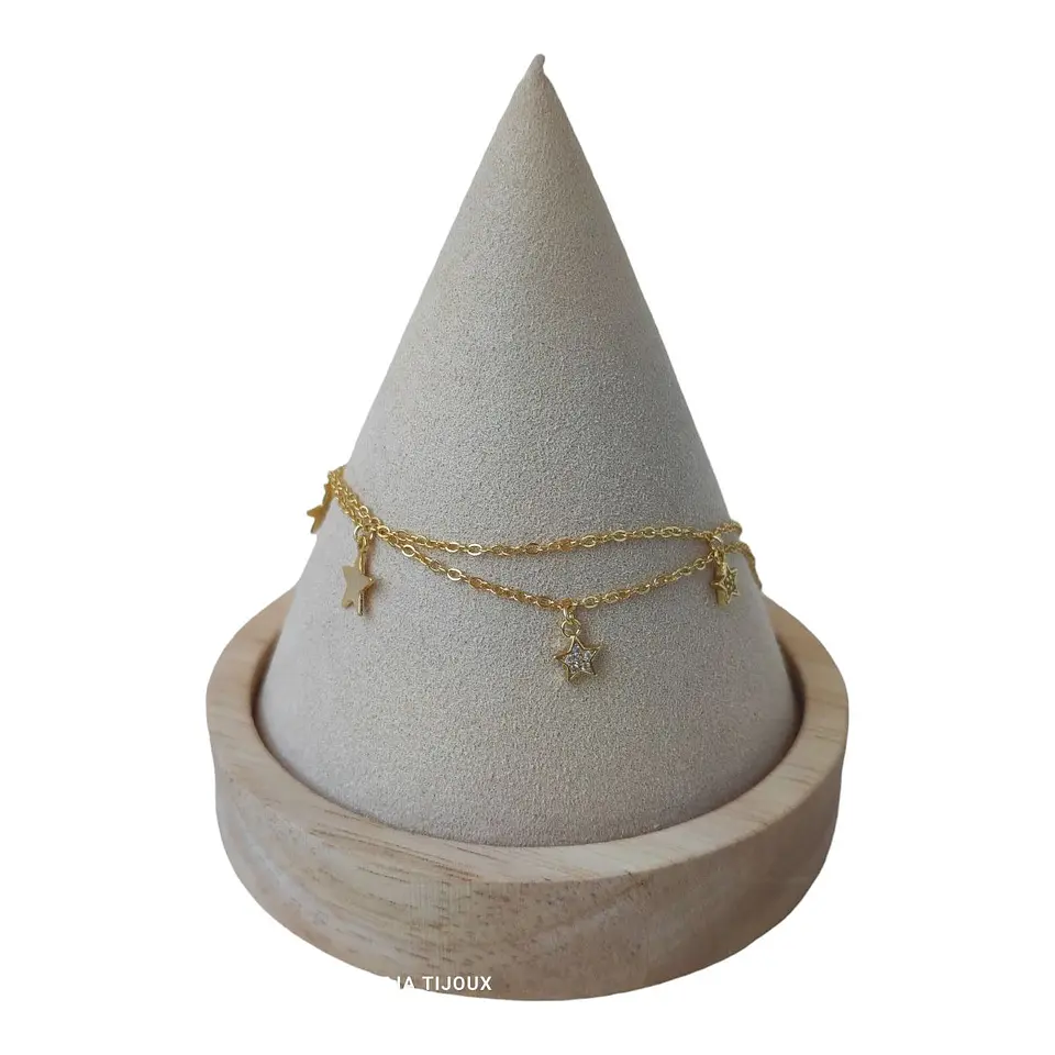 Tobillera doble estrellas circones de plata 925 bañada en oro 18 k 1