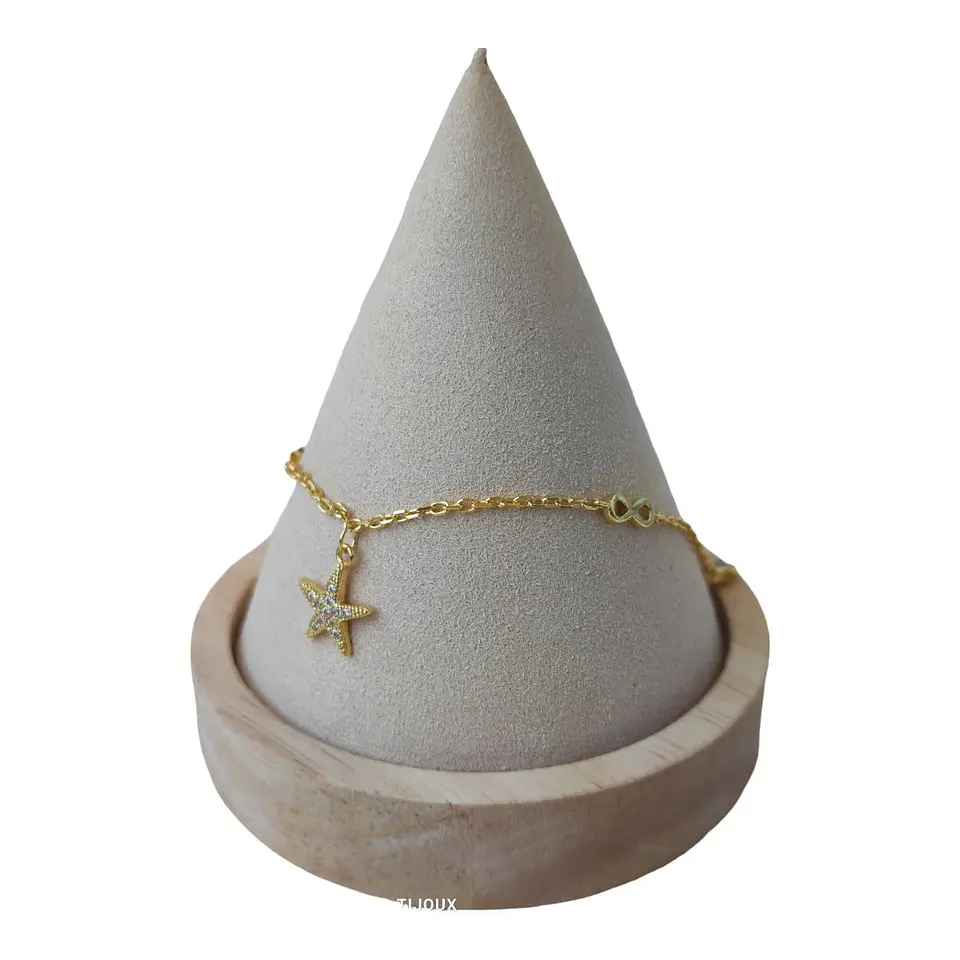 Tobillera infinitos estrella circones de plata 925 bañada en oro 18 k 1