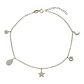 Tobillera media luna estrellas circones de plata 925 bañada en oro 18k - Miniatura 2