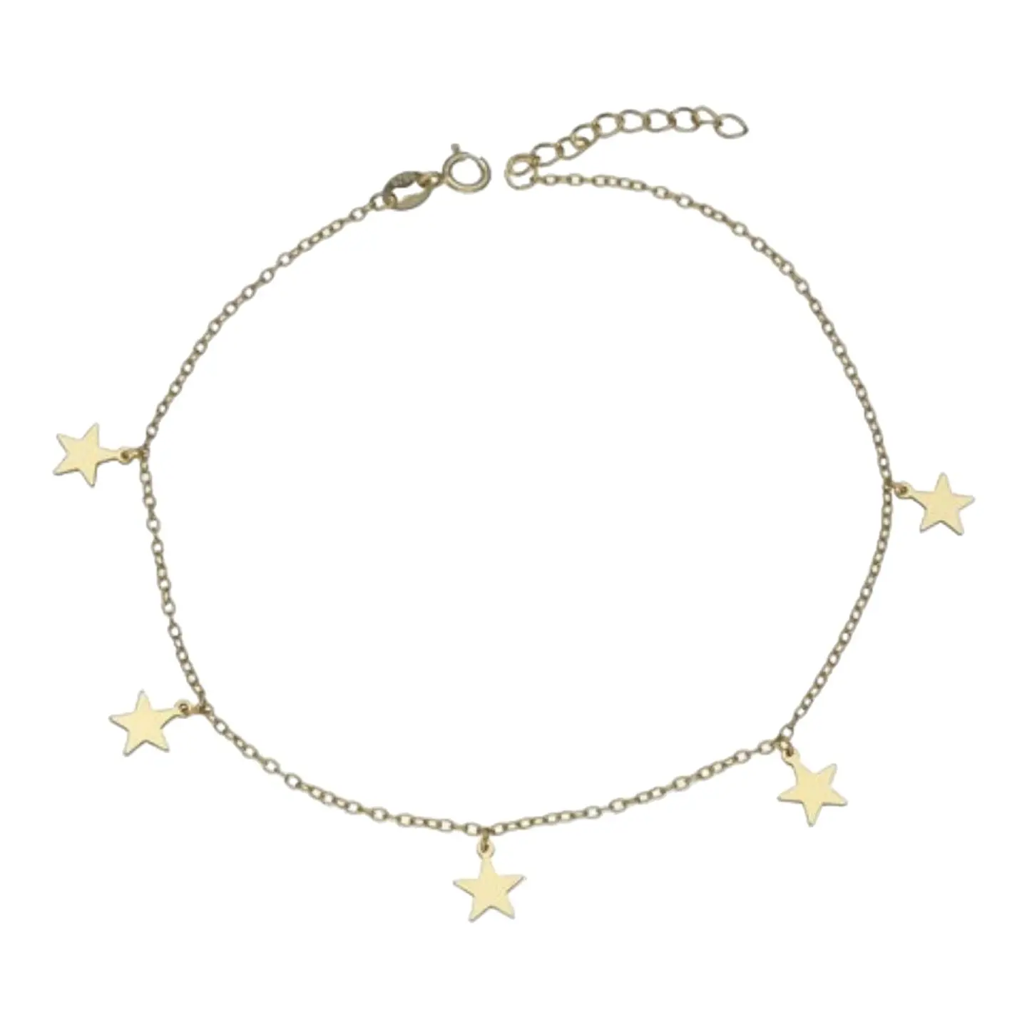 Tobillera estrellas de plata 925 bañada en oro de 18 k 2