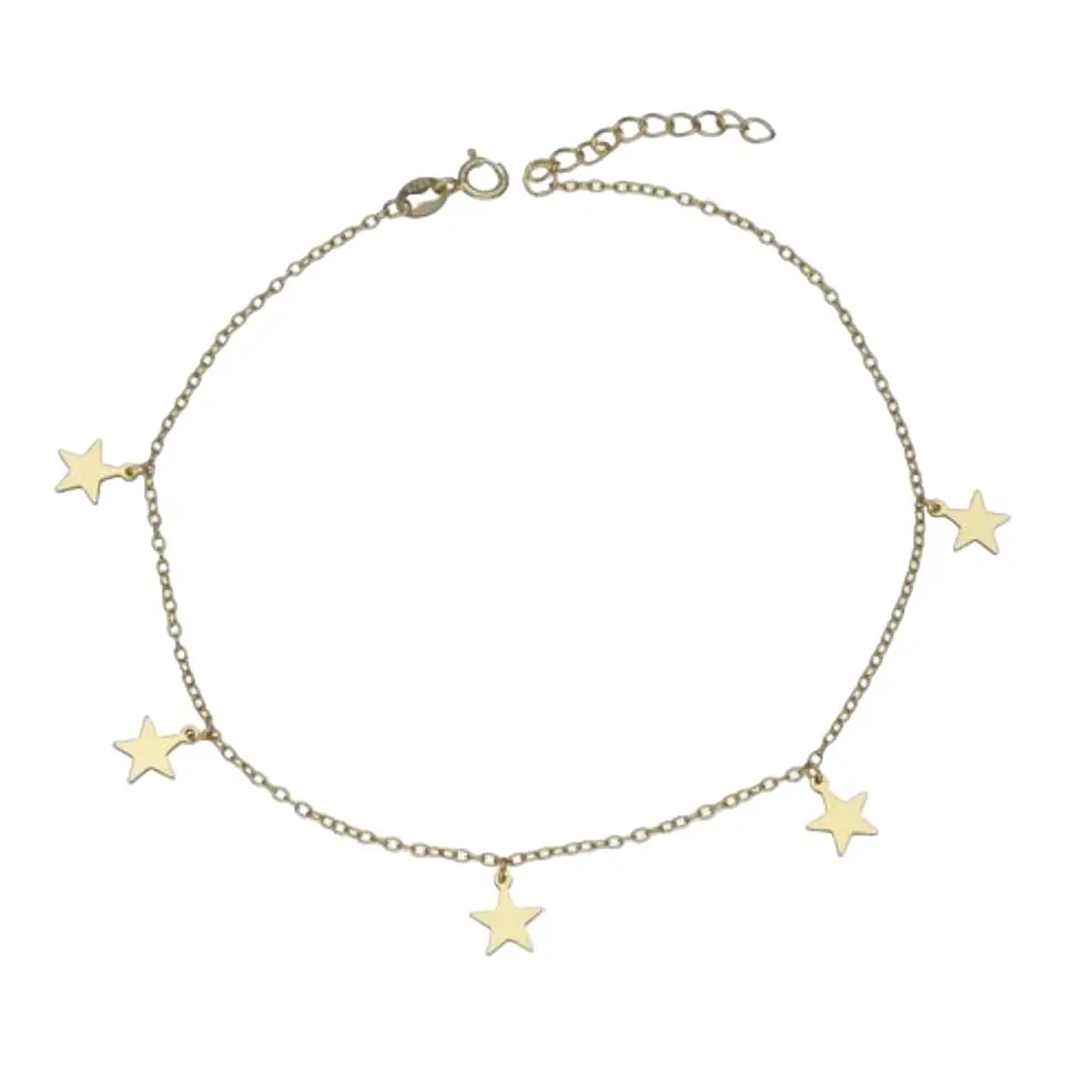 Tobillera estrellas de plata 925 bañada en oro de 18 k 2