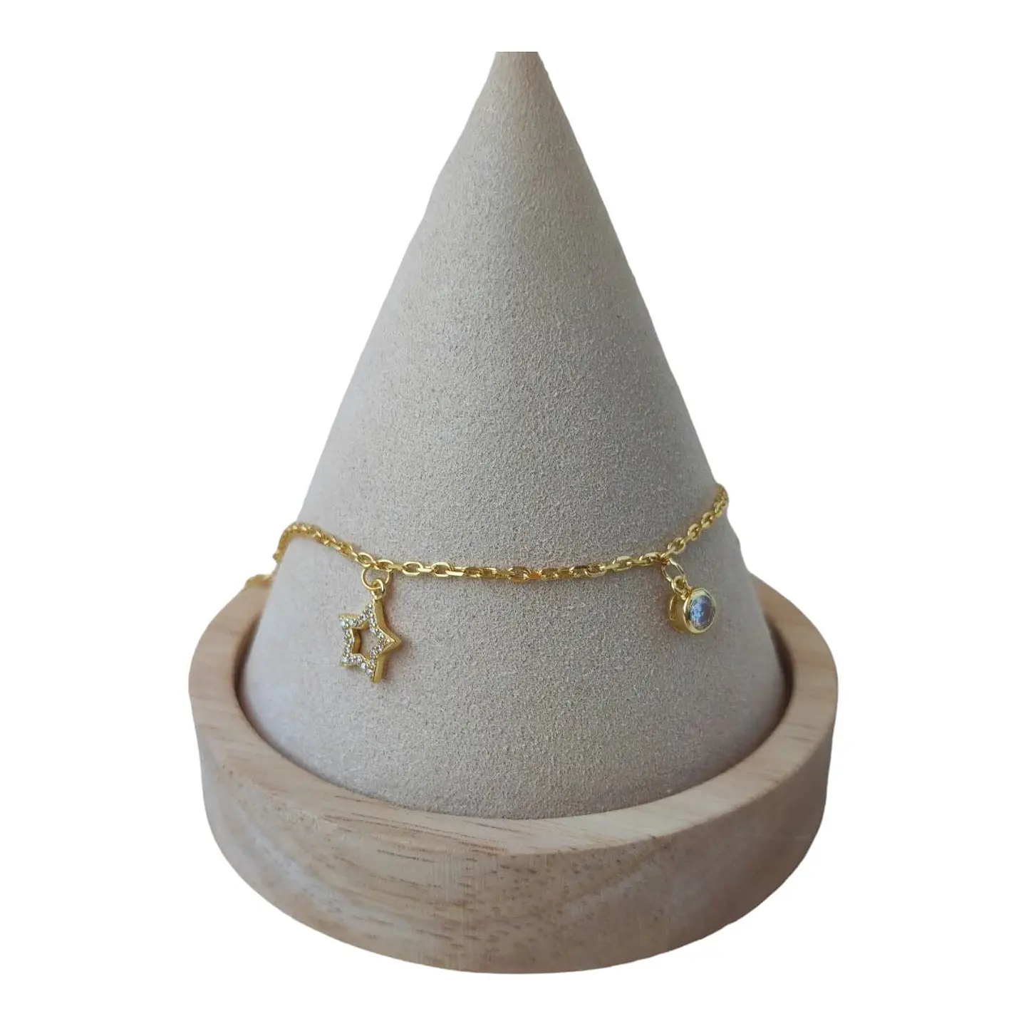 Tobillera estrellas circones de plata 925 bañada en oro 18 k 1
