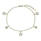 Tobillera estrellas circones de plata 925 bañada en oro 18 k - Miniatura 2
