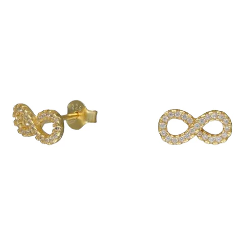 Aros infinito circones de plata 925 bañados en oro 18 k