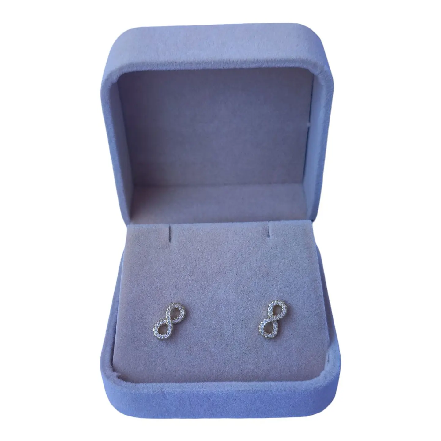 Aros infinito circones de plata 925 bañados en oro 18 k 2