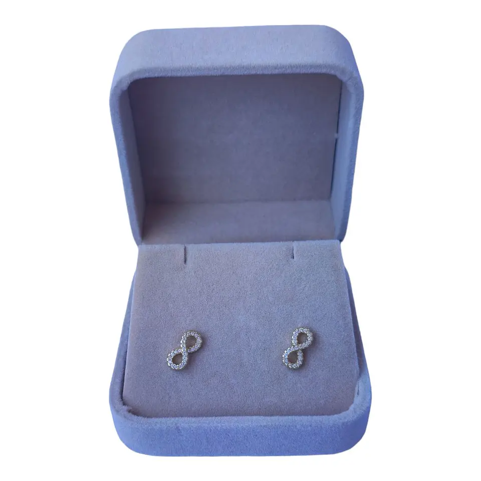 Aros infinito circones de plata 925 bañados en oro 18 k 2