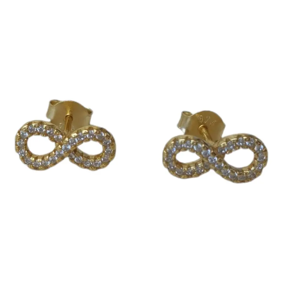 Aros infinito circones de plata 925 bañados en oro 18 k 3