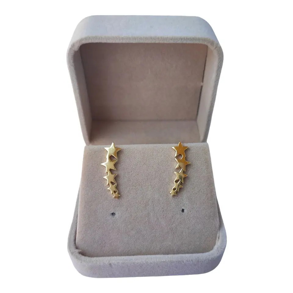 aro trepador estrellas de plata 925 bañado en oro de 18 k 2