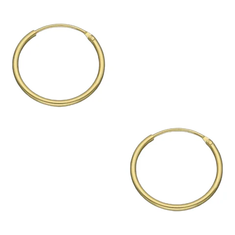 Aros argolla lisa 18 mm de plata 925 bañados en oro de 18 k