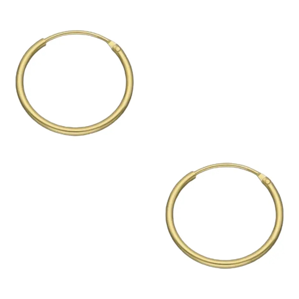 Aros argolla lisa 18 mm de plata 925 bañados en oro de 18 k 1