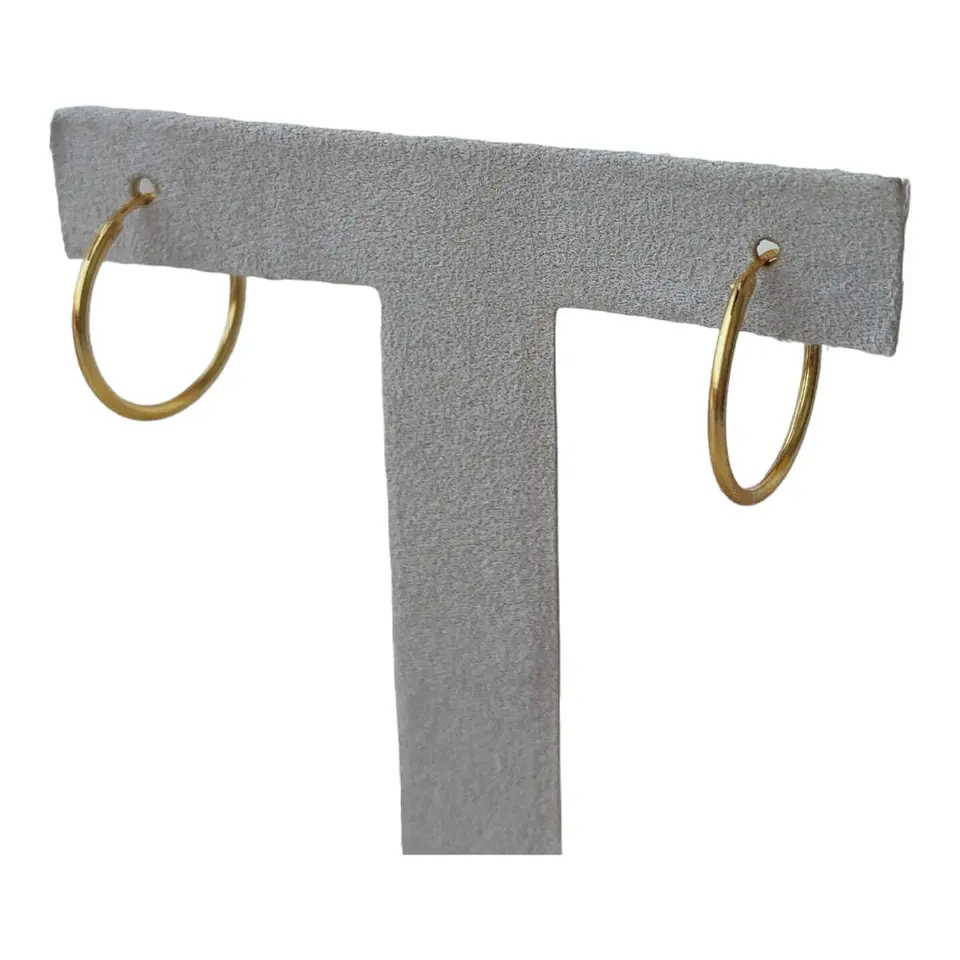 Aros argolla lisa 18 mm de plata 925 bañados en oro de 18 k 2