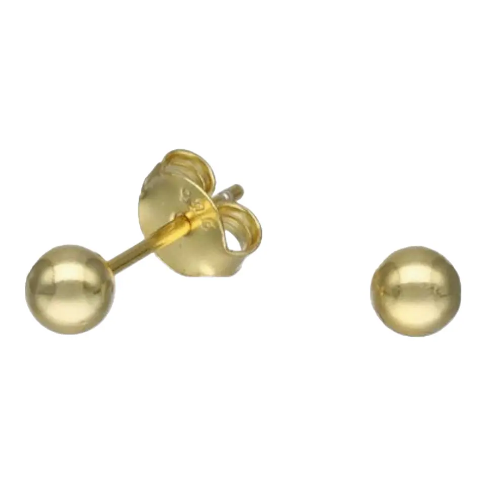 Aros esfera 4 mm de plata 925 bañada en oro de 18 k 2