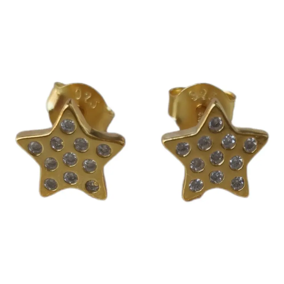 Aro estrellas circones de plata 925 bañado en oro de 18 k 2