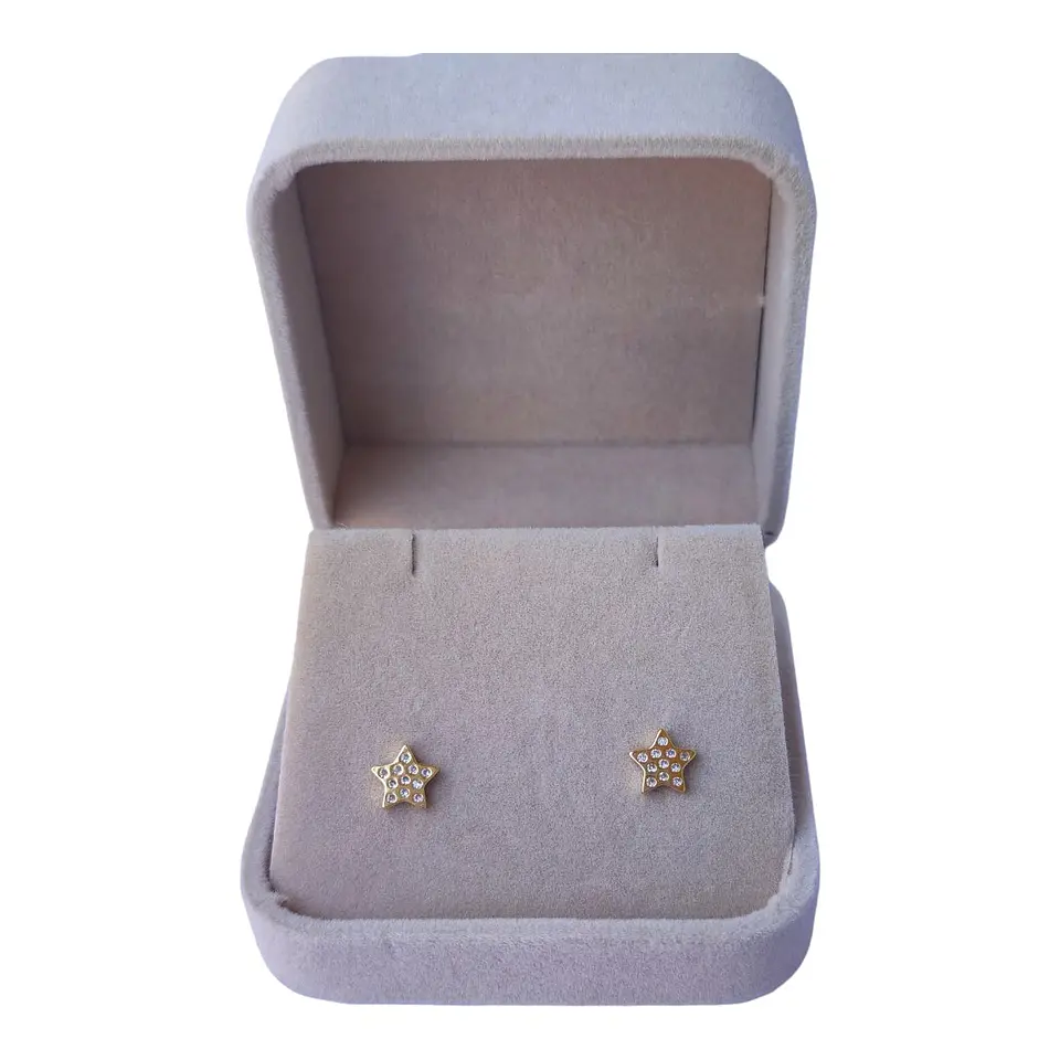 Aro estrellas circones de plata 925 bañado en oro de 18 k 3