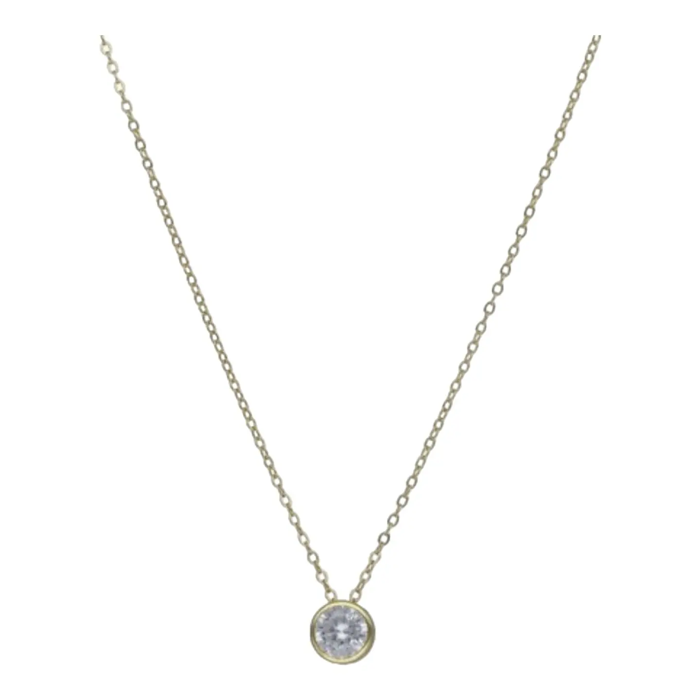 Collar circón punto de luz 8 mm de plata 925 bañado en oro de 18 k 2
