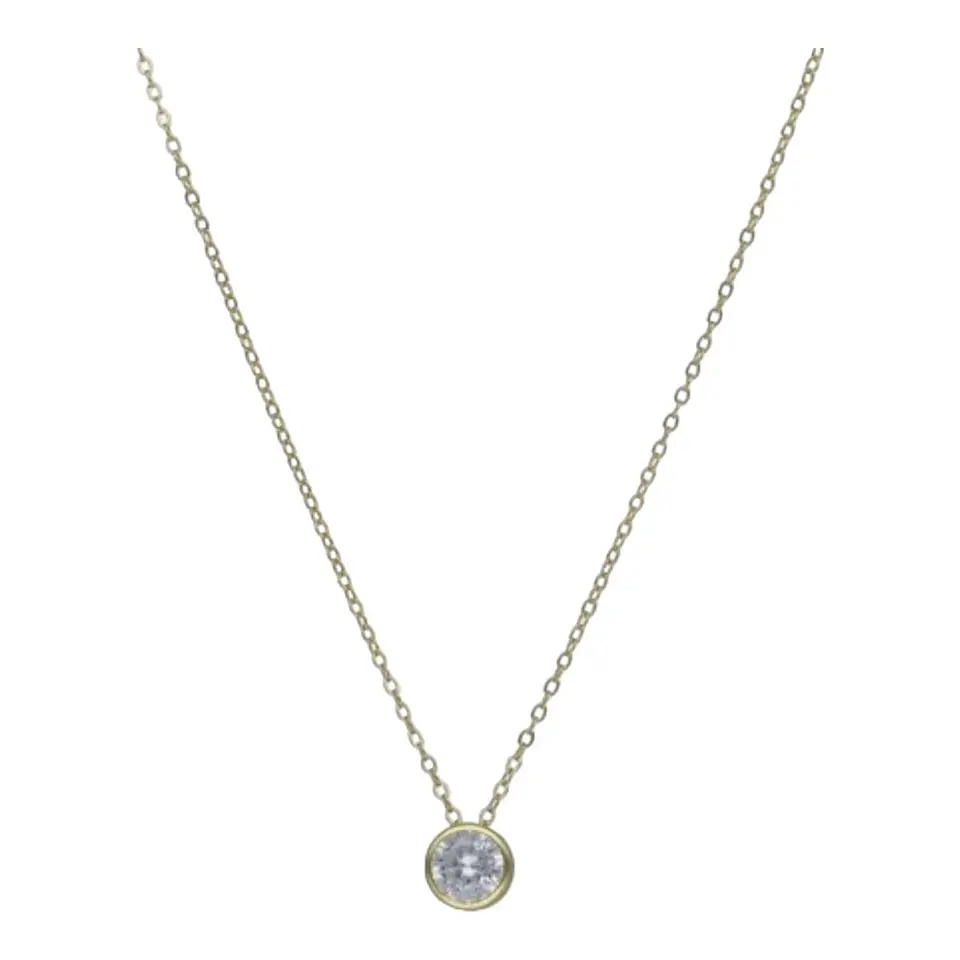 Collar circón punto de luz 8 mm de plata 925 bañado en oro de 18 k 2