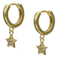 Argolla huggie estrella circones de plata 925 bañados en oro de 18k - Miniatura 1