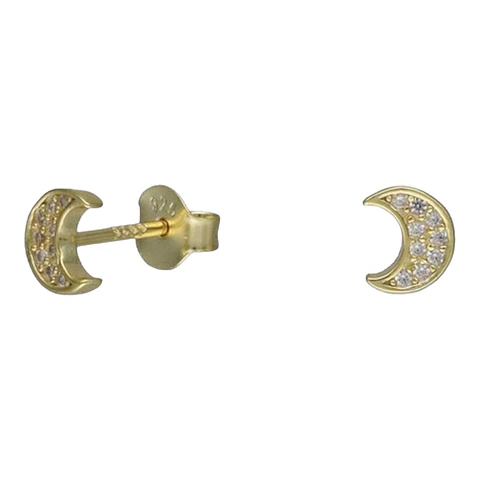 Aro media luna circones de plata 925 bañados en oro de 18 k
