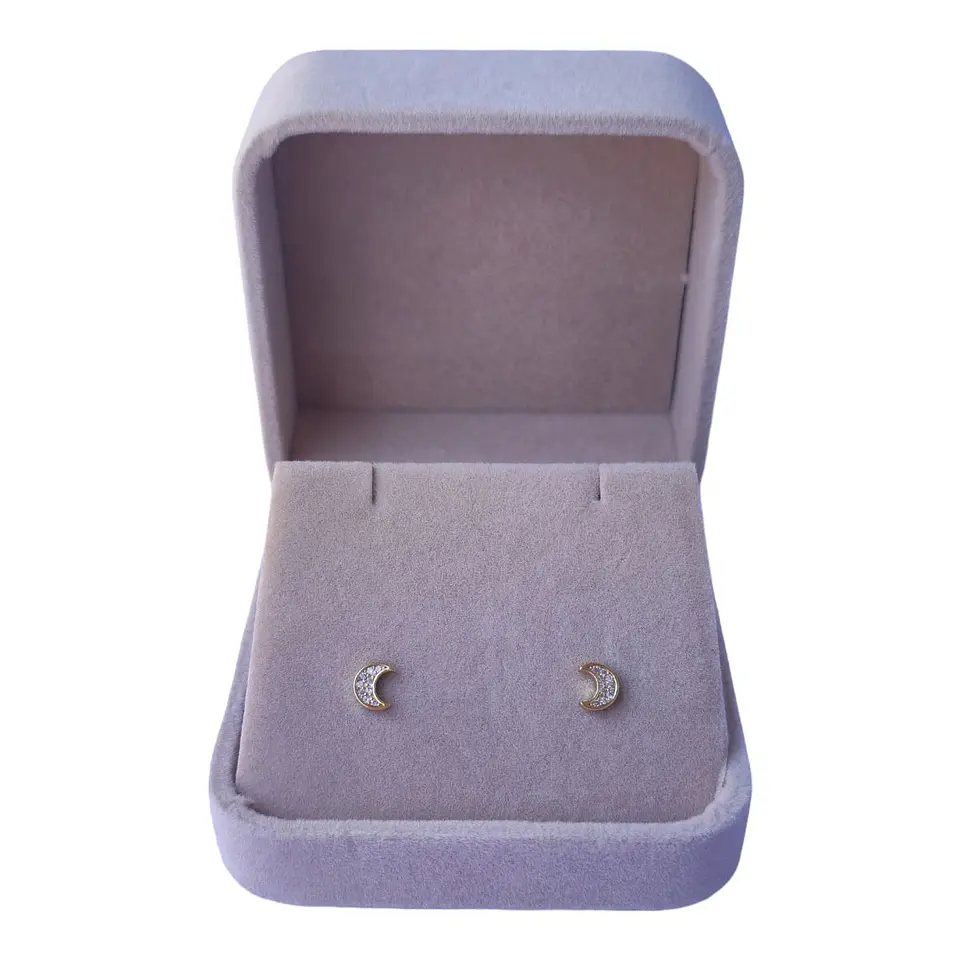 Aro media luna circones de plata 925 bañados en oro de 18 k 2