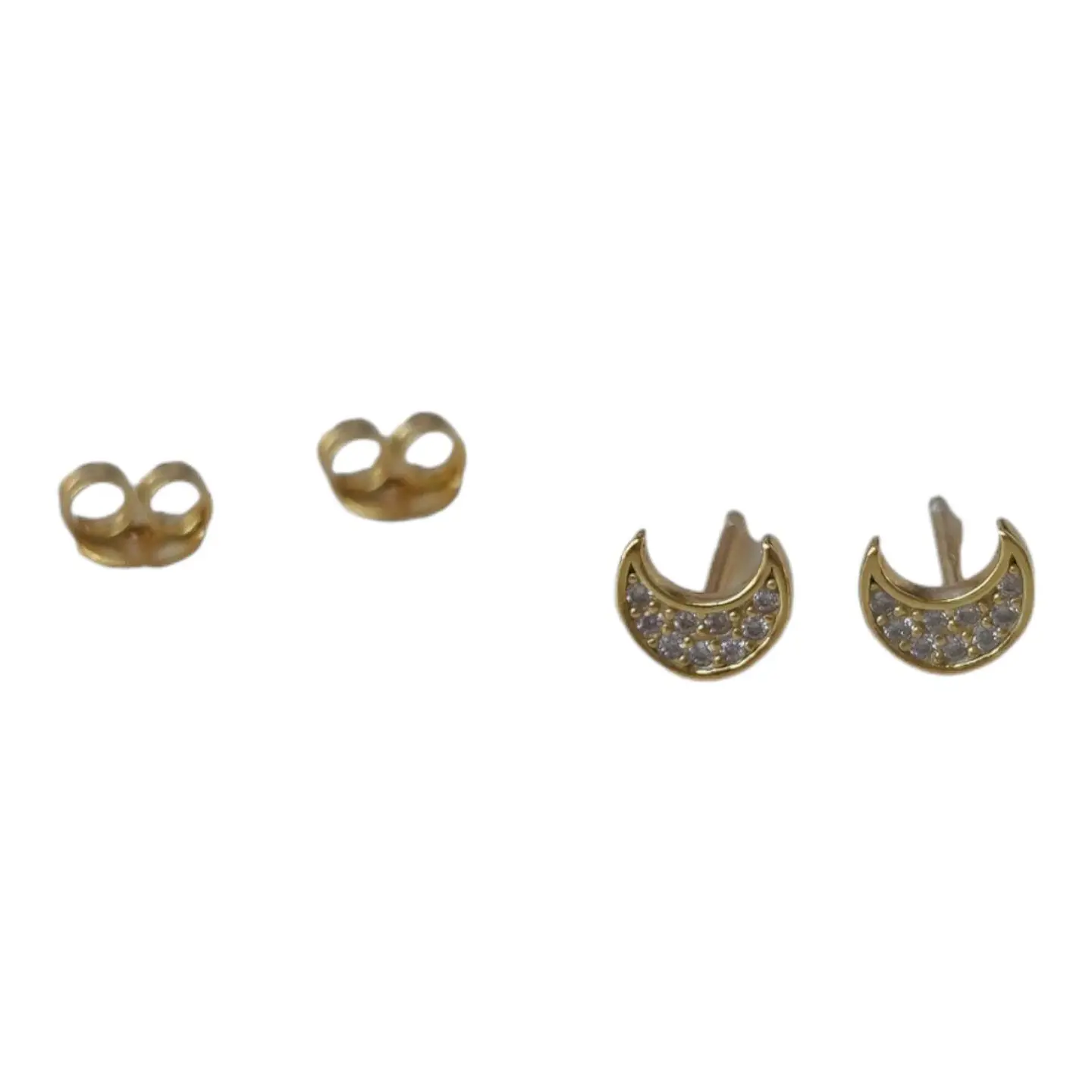 Aro media luna circones de plata 925 bañados en oro de 18 k 3