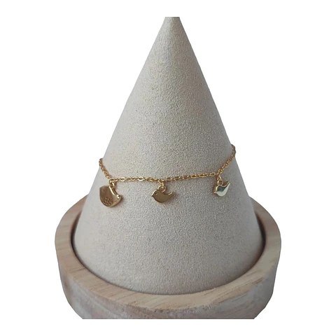 Pulsera mama 2 hijos de plata 925 bañada en oro de 18 k