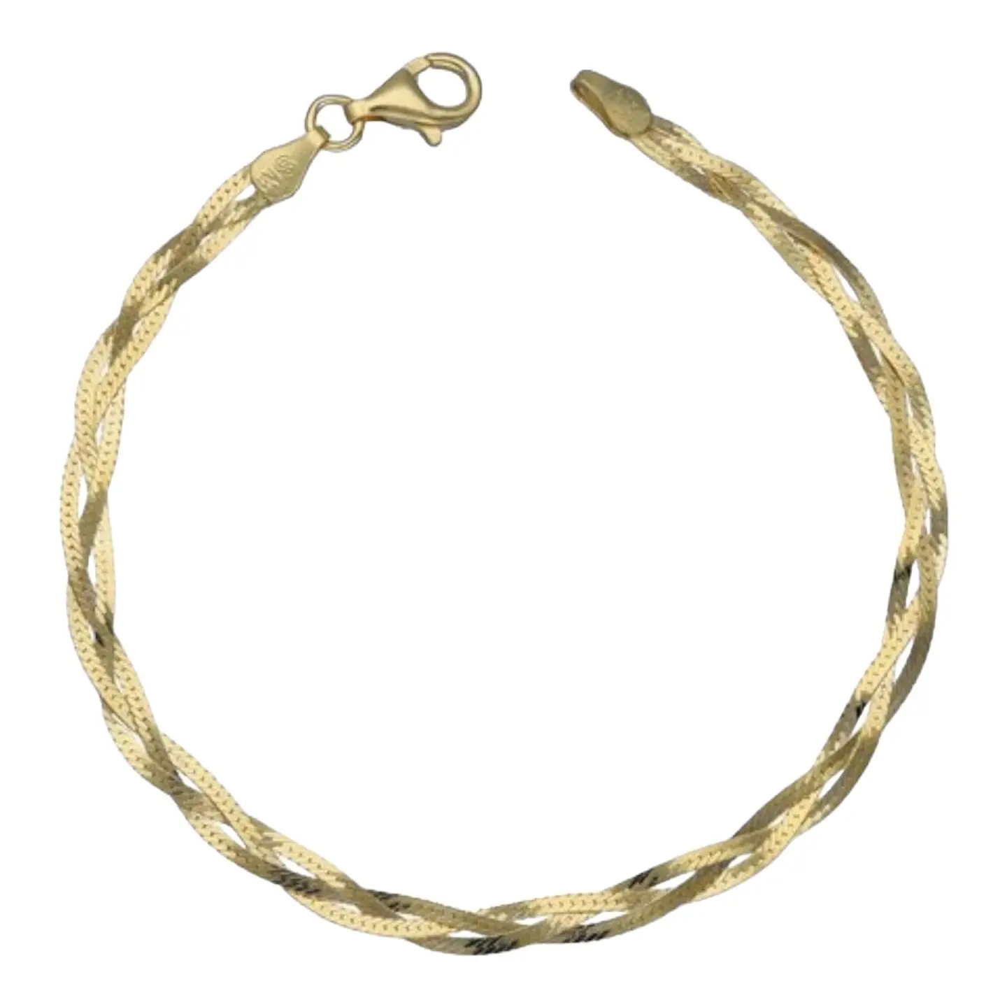 Pulsera cinta trenzasa de plata 925 bañada en oro de 18 k 2