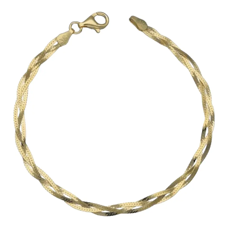 Pulsera cinta trenzasa de plata 925 bañada en oro de 18 k 2