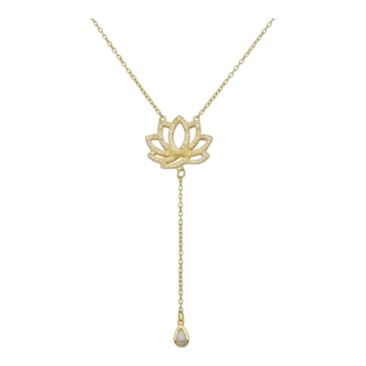 Collar flor de loto circones de plata 925 bañado en oro 18k 2