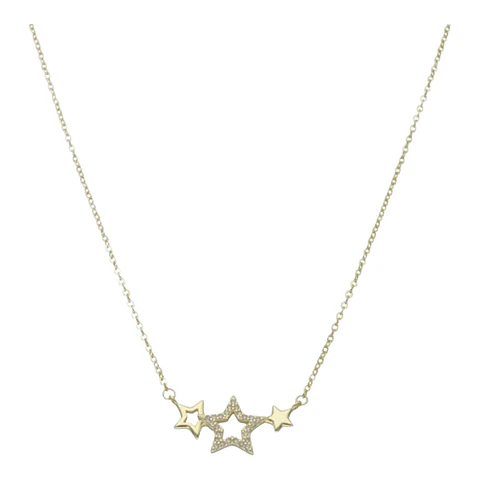 Collar estrellas circones de plata 925 bañado en oro de 18 k