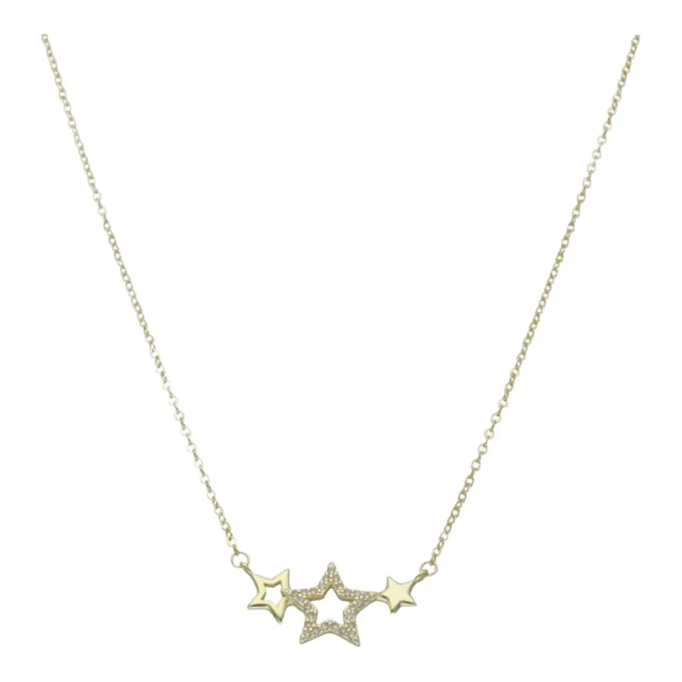 Collar estrellas circones de plata 925 bañado en oro de 18 k 1