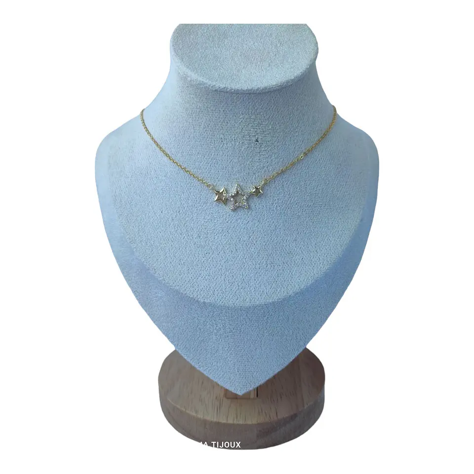 Collar estrellas circones de plata 925 bañado en oro de 18 k 2