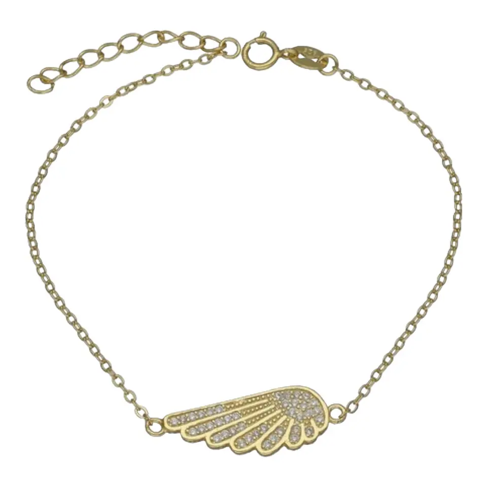Pulsera ala circones de plata 925 bañada en oro 18 k 2