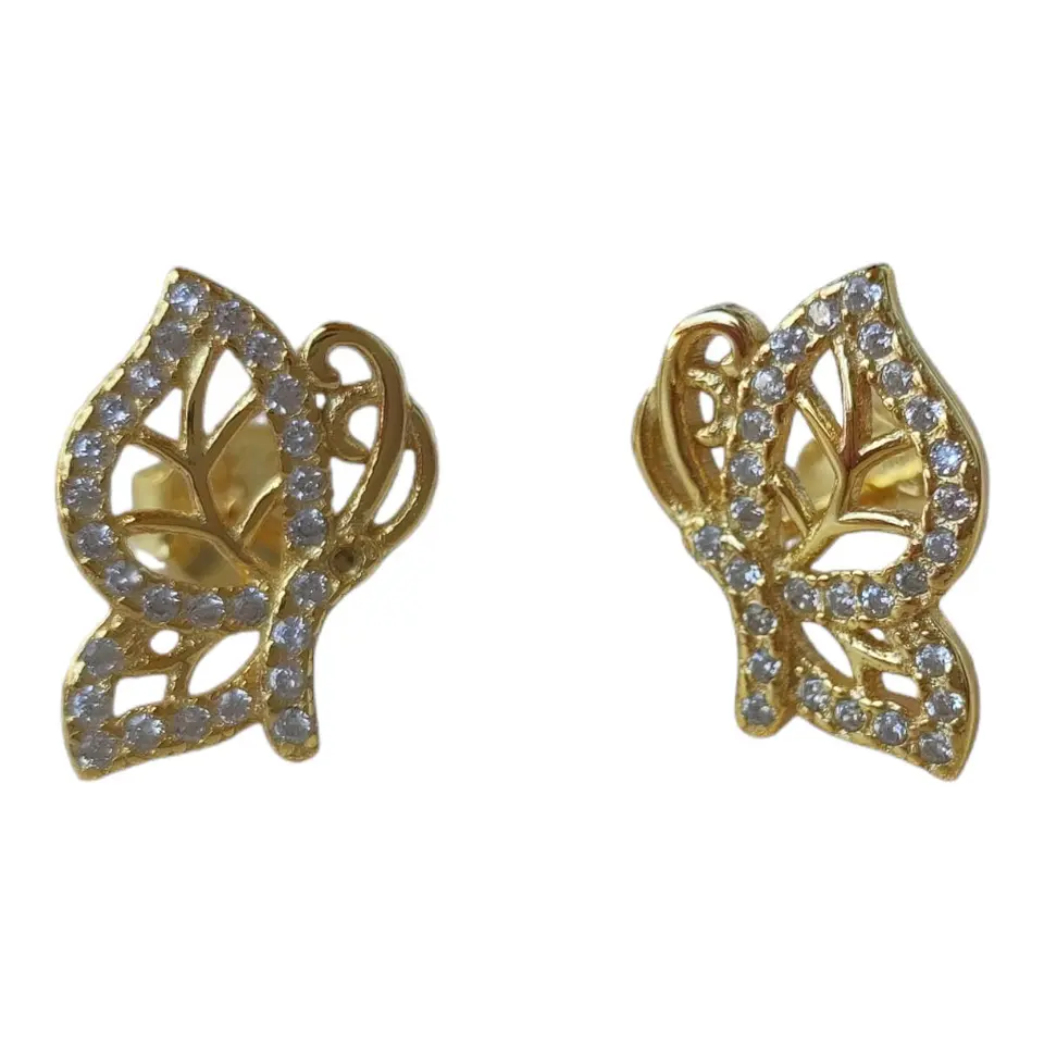 Aro mariposa circones de plata 925 bañados en oro de 18 k 3