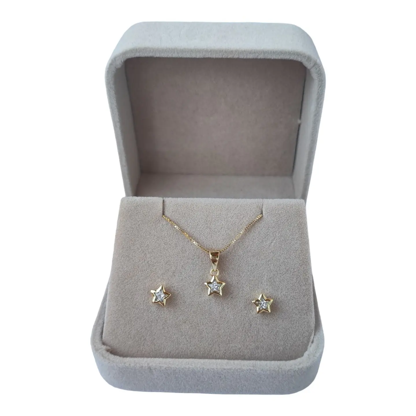 Conjunto estrella circón de plata 925 bañado en oro de 18 k 1