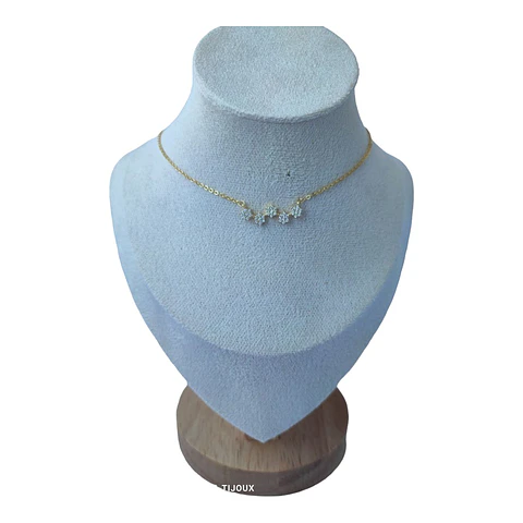 Collar estrellas circones de plata 925 bañado en oro de 18 k